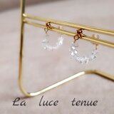 サージカルステンレス♪NYハーキマーダイヤモンドのフープ風ピアス