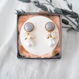 七宝焼 Spring party ピアス　～Gray～