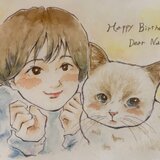 水彩ラフ似顔絵　A4サイズ1名の画像