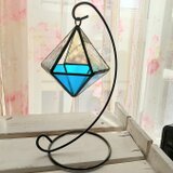 ステンドグラス＊卓上テラリウム/キャンドルホルダー（フラクチャーガラス×水色）