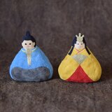 オブジェ　ひな人形　水色×黄色