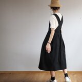 上品にもカジュアルにもウエストマークワンピース【くすみブラック】