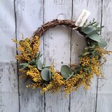 (現品)ミモザのリース　ユーカリ　ドライフラワー