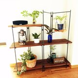 【組み立てらくラック》アイアンラック 折りたたみ収納/フラワースタンド 観葉植物 エアプランツ 植物棚 シェルフ 園芸の画像