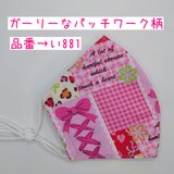 い881　ガーリーなパッチワーク柄☆立体マスク
