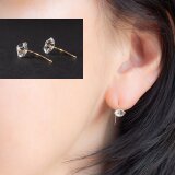 透明感＆輝き＊ハーキマーダイヤモンドのひとつぶ華奢ピアス～14KGF