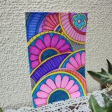 障害者アート 手描きイラスト 原画 花 インテリア ハンドメイド
