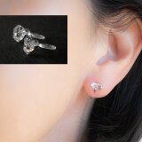 透明感＆輝き＊ハーキマーダイヤモンドのひとつぶ華奢イヤリング(ノンホールピアス)