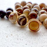 14kgf カプチーノジャスパー スタッドピアス 3粒セット