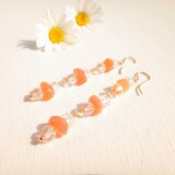 １４kgf・クリスタルとボツワナアゲートのピアス＊オレンジゼリー