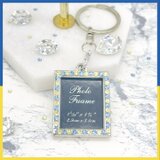 [ウクライナ寄付]写真入れ キーホルダー  スワロフスキー キラキラ　四角