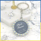 [ウクライナ寄付]写真入れ キーホルダー  スワロフスキー キラキラ　丸