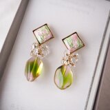 七宝焼 桜若葉◇ピアス