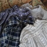 綿麻チェックドルマンスリーブワンピース　グリーン