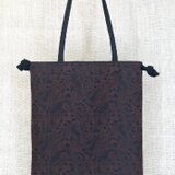 ちょいもち布Bag【ペイズリー黒×茶】の画像