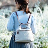 牛革とリネンの2WAYリュック　チョコ