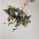 (送料無料)ドライフラワーフライングリース　ミモザと、