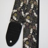 京都金襴＊市松と猫と毛糸と　帆布ギターストラップ