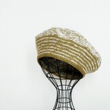 シルクコットン ベレー・アイボリー＆カーキmix・カーキボーダー