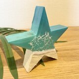オーシャンアート 波レジンアート アルファベット 星 ☆ 海 ターコイズブルー ウェルカムボード