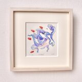 【額あり】デッサン額乳白アクリル面　木版画　スクエア10×10cm　「wicked」の画像