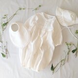 【新生児服】国産 ダブルガーゼ 丸襟 ツーウェイオール 3点 セットの画像