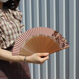 京扇子 箔彩　短地　グレイッシュピンクの画像