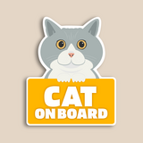 車内/車外の2wayで使えるマグネット式カーサイン(ハチワレ猫)