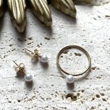 14kgf シンプル2点セット　パールピアス　パールリング　