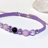 クンツァイト＆ブラックアゲート天然石　ラクマメブレスレット