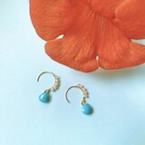 14kgf/turquoise/ターコイズ/淡水パール/ピアス