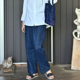 ベーシックストレート リネンパンツ：ネイビーの画像