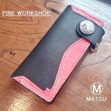 ライダースロングウォレット 長財布 コンチョ メンズ レディース バイカー 本革 ヌメ革 サドルレザー PWW4