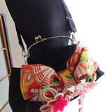 帯リメイクがま口ショルダーバックの画像
