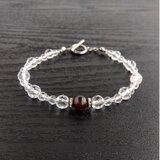 ガーネット 水晶 ブレスレット サージカル・ステンレス・パーツ使用 17 cm # 12