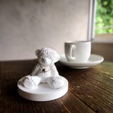 アンティークベアのアロマストーン ■ コースターつき ■ コットンパールの色が選べる