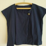 綿麻ネイビーブラウス
