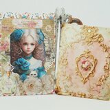 コラージュ・青いドレスの少女・平袋にメッセージカードを添えて♪２