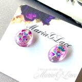 Nostalgia シリコン ポストピアス Candy和柄イメージピアス クリアドロップ レジン 変形 ニュアンスピアス