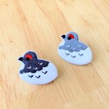 刺繡ブローチ　「雷鳥」