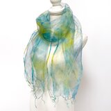 手染めインドシルクストール（収納袋付き）＊ビー玉みたいな水色系