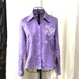 ロウケツ染　ブラウス　ブーケ　ワイン