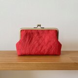 【大きいがま口 /ヘリンボーン柄】 アマリリスレッド