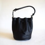 イタリアンレザー3way巾着バッグ ショルダー ポシェット バケット／黒／贈り物にも◎ギフトラッピング無料★送料無料★