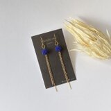 水引あわじ玉◆ビジューピアス◆青◆ウエディングにも