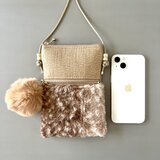【受注制作】新作 大きなポンポンファー付き　バンビ柄のスマホショルダー/トワ・エ・モァⅦ
