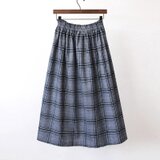 【特価・即納】タータンチェック ロングスカート（グレンチェック）グレー 灰色 チェック 起毛