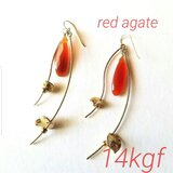 14kgf アゲート　フックピアス　ピアス　ゴールド　恋愛成就　天然石　の画像