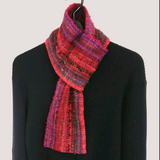 手織ミニマフラー (裏布あり、赤紫)