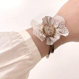 かわいい はぎれとレースのバングル（ベージュ）